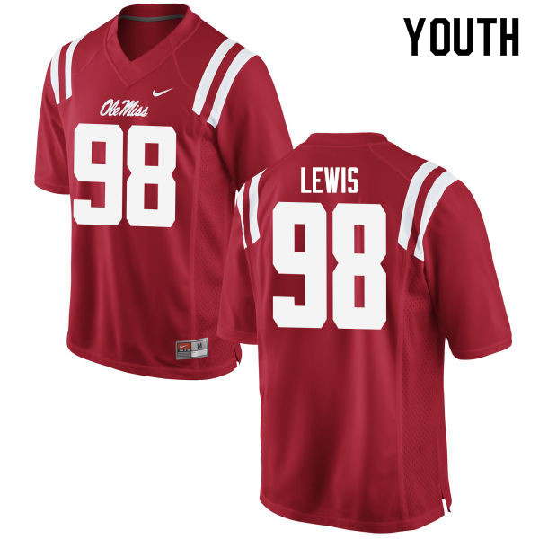 Youth #98 John Lewis Ole Miss Rebels College Football Jerseys Sale-Red